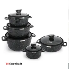 سرویس قابلمه گرانیتی نچسب 10 پارچه طرح قابلمه القایی طرح سنگ لایف اسمایل Life Smile